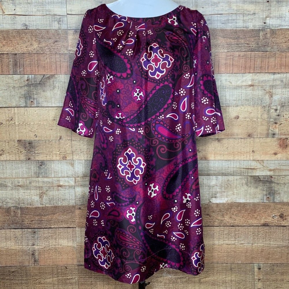 Banana Republic  Silk Purple Bold Paisley Dress